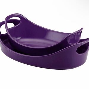 Rachel Ray Purple 2-Piece Stoneware Bubble & Brown Baker Set